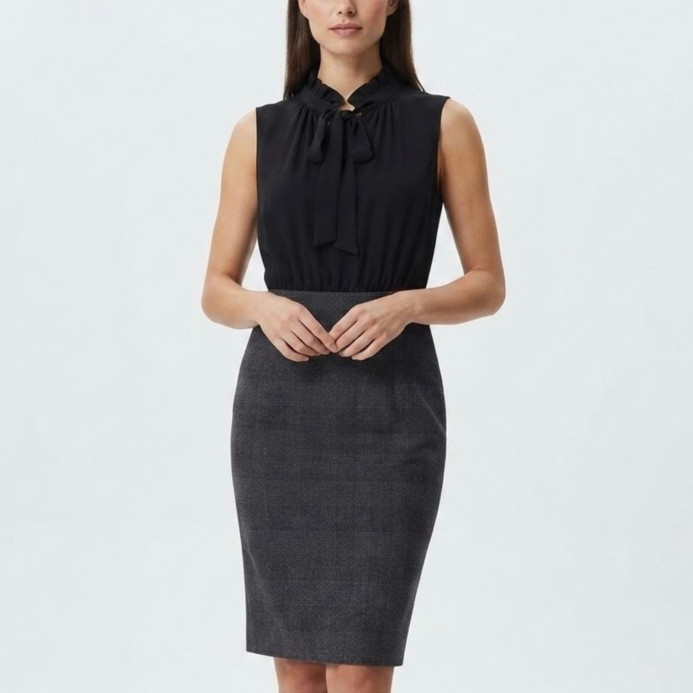 New Moschino Cheap and Chic Trompe L'oeil Sheath Dress Black/Gray Women Size 4
